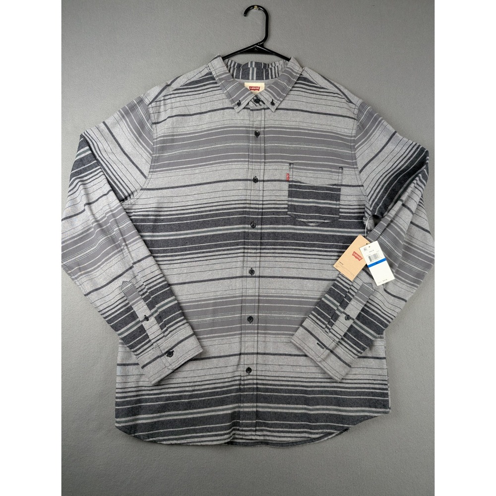 Levis Avalon Mens XL Gray Ombre Stripe Long Sleeve Button Down Shirt 3LGLW1912